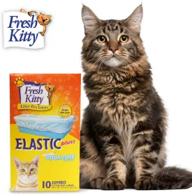 10 Count Fresh Kitty Litter Box Liners Durable, Easy Clean Up Elastic Jumbo Scented Odor Zorb Litter Pan Box Liners, Bags for Pet Cats