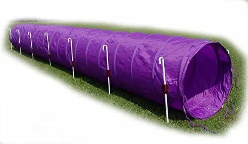 18' Dog Agility Tunnel with Stakes, Multiple Colors Available (Purple)