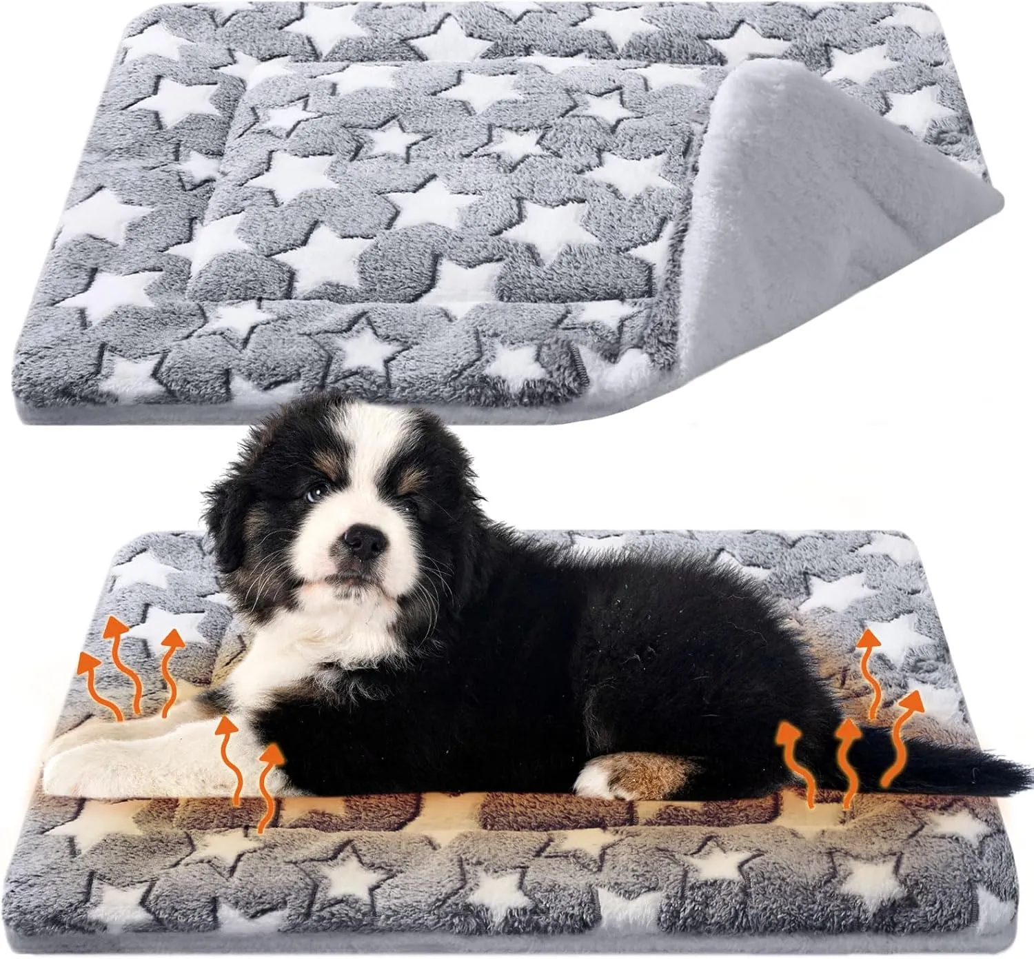 2 Pack Self Warming Cat Mat Self Heating Pad Bed Reversible Machine Washable Reflects Body Heat Warm Thermal Pet Pad Crate Blanket for Feral and Indoor Cat(Star,20'' X 30'')
