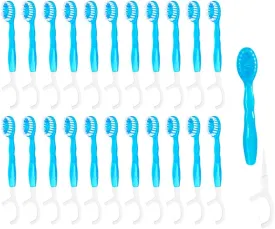5 in 1 Mini Disposable Toothbrushes with Toothpaste Travel Toothburshes Individually Wrapped Portable Toothbrush with Toothpaste   Tongue Scraper   Picks Floss Travel Case (Mint, 24)