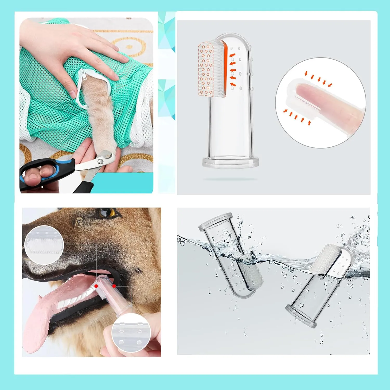 Adjustable Multifunctional Anti-Bite Cat Shower Bag, Mesh Cat Bathing Bag Set, Grey and Green, Care Tools Included