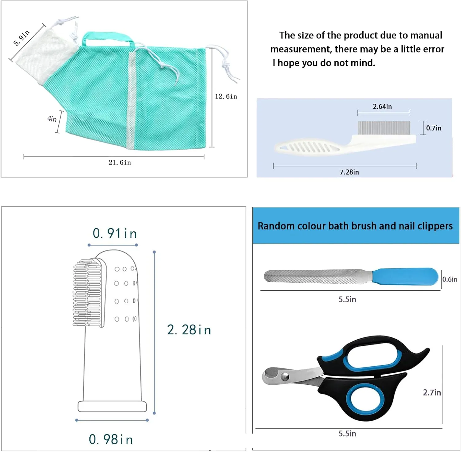 Adjustable Multifunctional Anti-Bite Cat Shower Bag, Mesh Cat Bathing Bag Set, Grey and Green, Care Tools Included