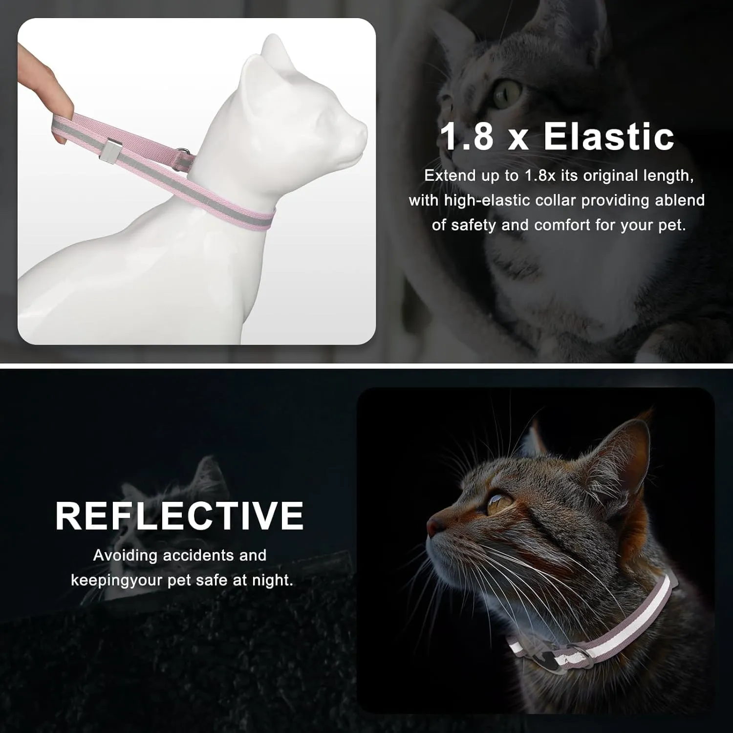 AirTag Cat Collar, Ultra Elastic Cat Tracker Collar with Apple Air Tag Holder, [Lightweight][Scratch Resistant] Stepless Adjustable GPS Pet Collar for Cats Kittens [Pink]