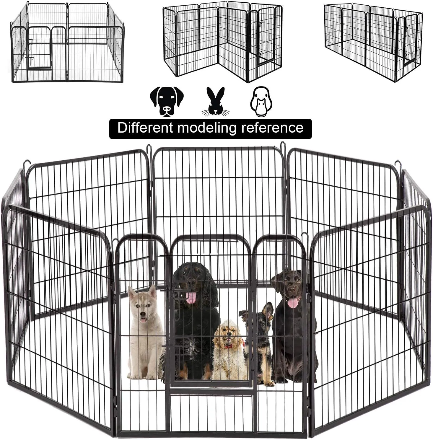 BestPet Dog Pen Extra Large Indoor Outdoor Dog Fence Playpen Heavy Duty 8 Panels 40 Inches Exercise Pen Dog Crate Cage Kennel Black
