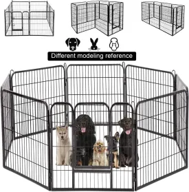 BestPet Dog Pen Extra Large Indoor Outdoor Dog Fence Playpen Heavy Duty 8 Panels 40 Inches Exercise Pen Dog Crate Cage Kennel Black