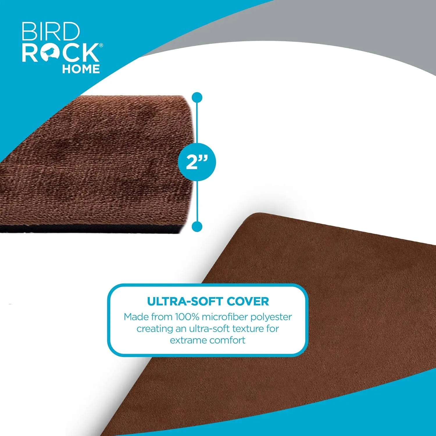 BIRDROCK HOME 2" Memory Foam Dog Beds - Ultra Soft Plush Pet Bed - Removable Cover - Pet - Crate Bed (40 X 26, Brown)