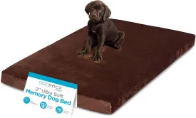 BIRDROCK HOME 2" Memory Foam Dog Beds - Ultra Soft Plush Pet Bed - Removable Cover - Pet - Crate Bed (40 X 26, Brown)