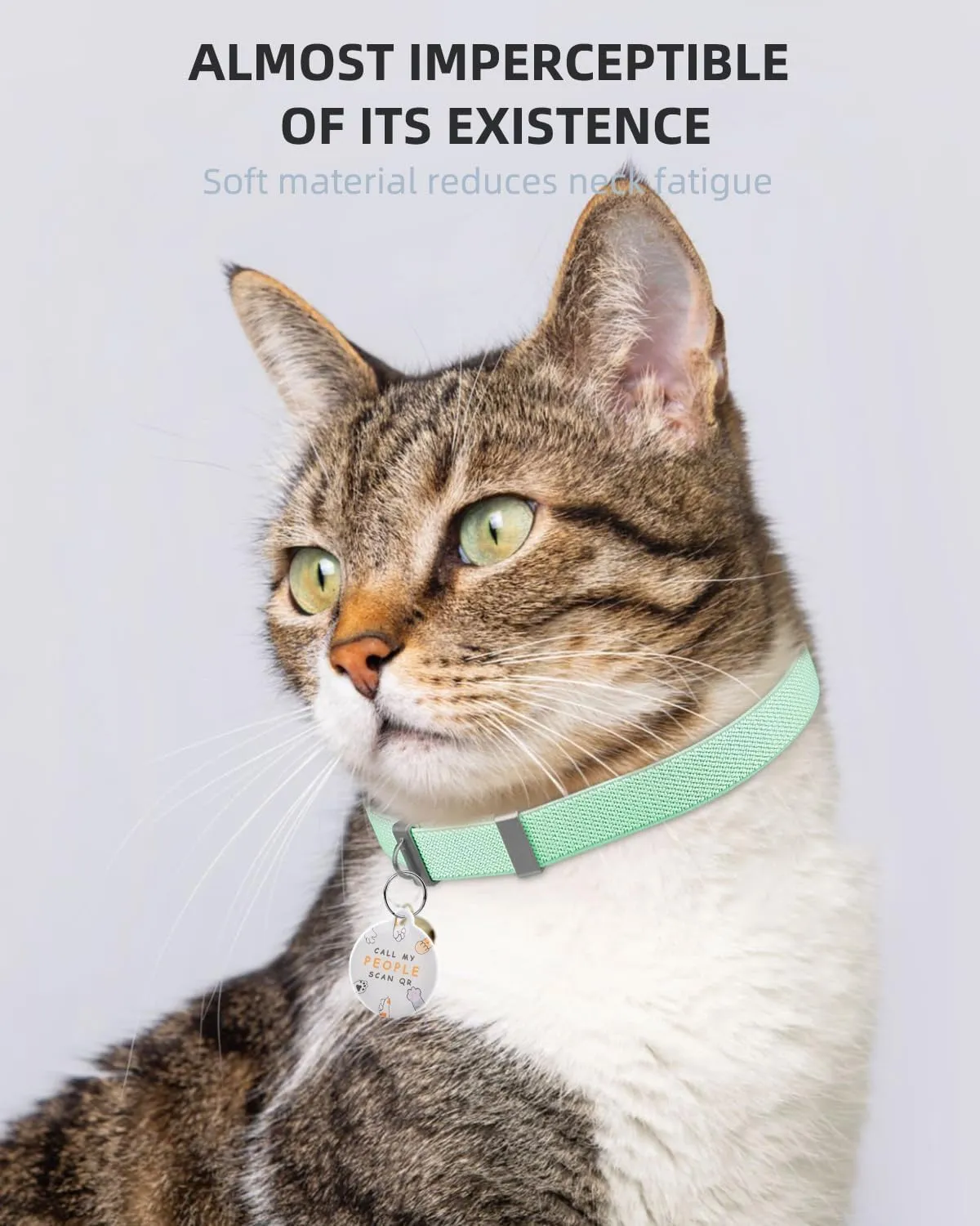 Cat Collar with Bell for Girl & Boy Cats - Non Breakaway Stretch Elastic Quick Release, Lightweight Kitten Collar, Adjustable & Durable Pet Accessories, Gifts for Cat Lovers, Green