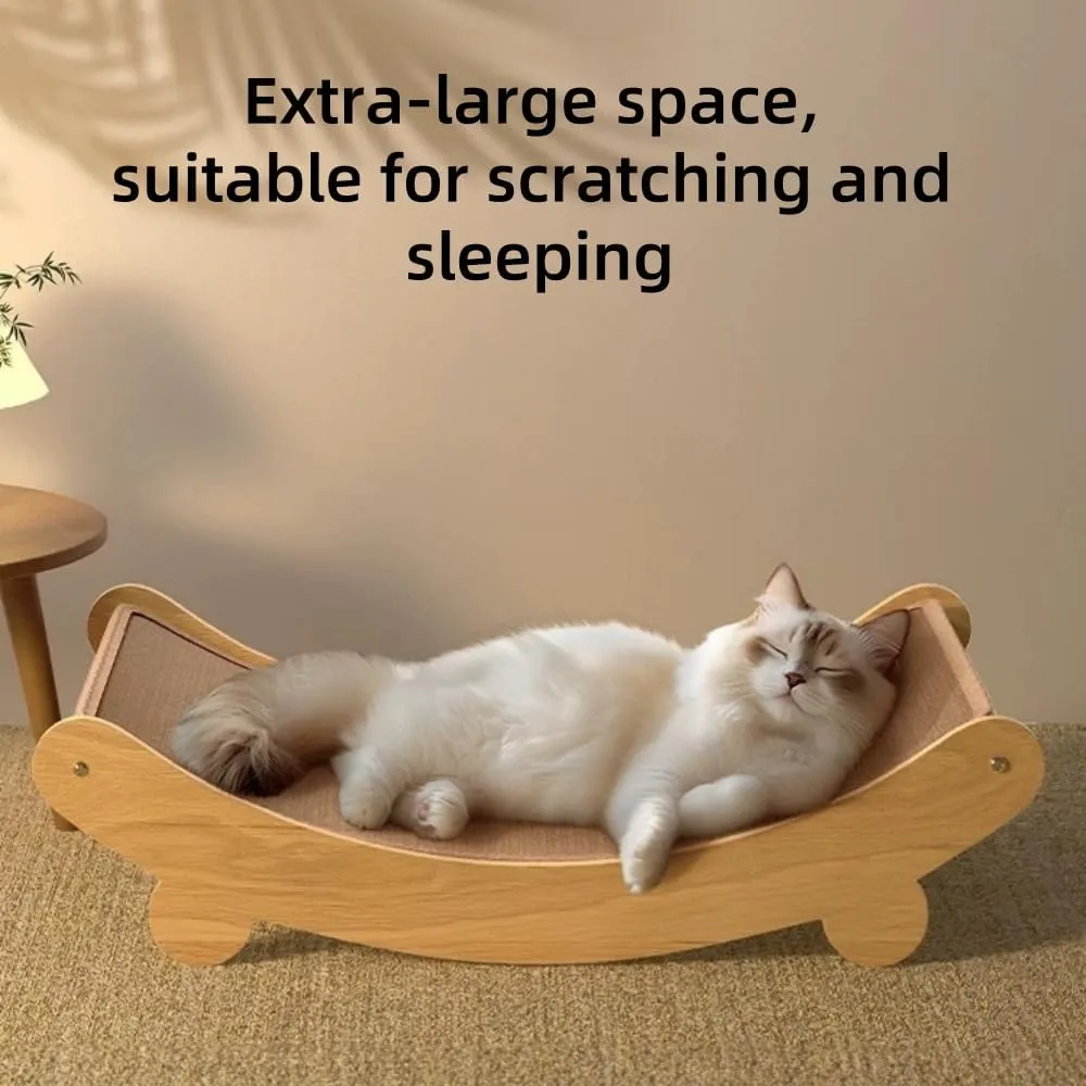Cat Scratcher Bed, Sisal Cat Scratching Hammock for Indoor Cats Sisal Chair, Scratching Post Scratching Mat, Cat Scratch Pad, Cats Scratcher Lounge, Wooden Cat Furniture(Large)