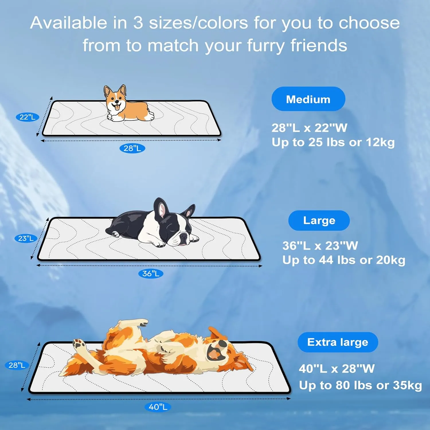 Cozyide Dog Cooling Mat, Medium Cooling Mat for Dogs, Reversible Pad for Dog, 36" L x 23" W,Ocean Blue