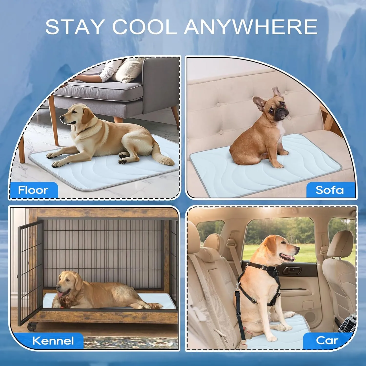 Cozyide Dog Cooling Mat, Medium Cooling Mat for Dogs, Reversible Pad for Dog, 36" L x 23" W,Ocean Blue