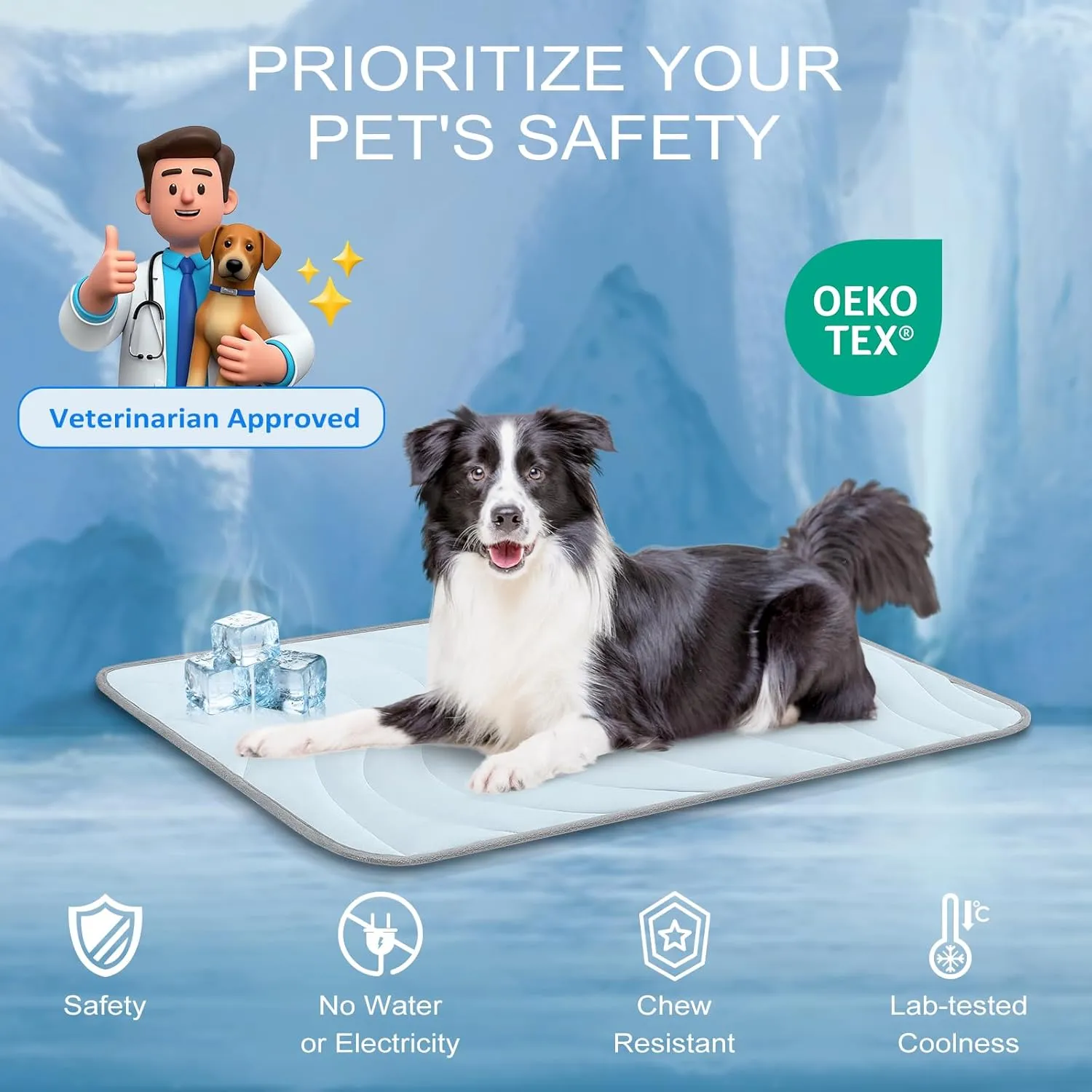 Cozyide Dog Cooling Mat, Medium Cooling Mat for Dogs, Reversible Pad for Dog, 36" L x 23" W,Ocean Blue