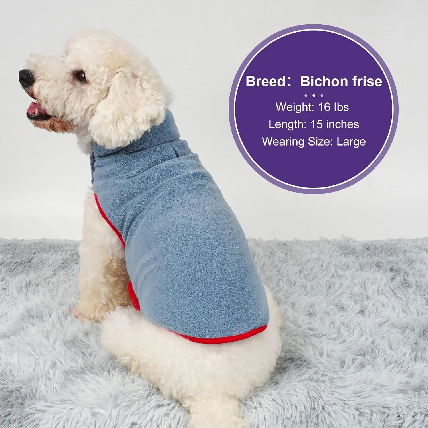 Cyeollo Reversible Sherpa Fleece Dog Jacket - Warm Winter Coats for Small Dogs, Blue XL