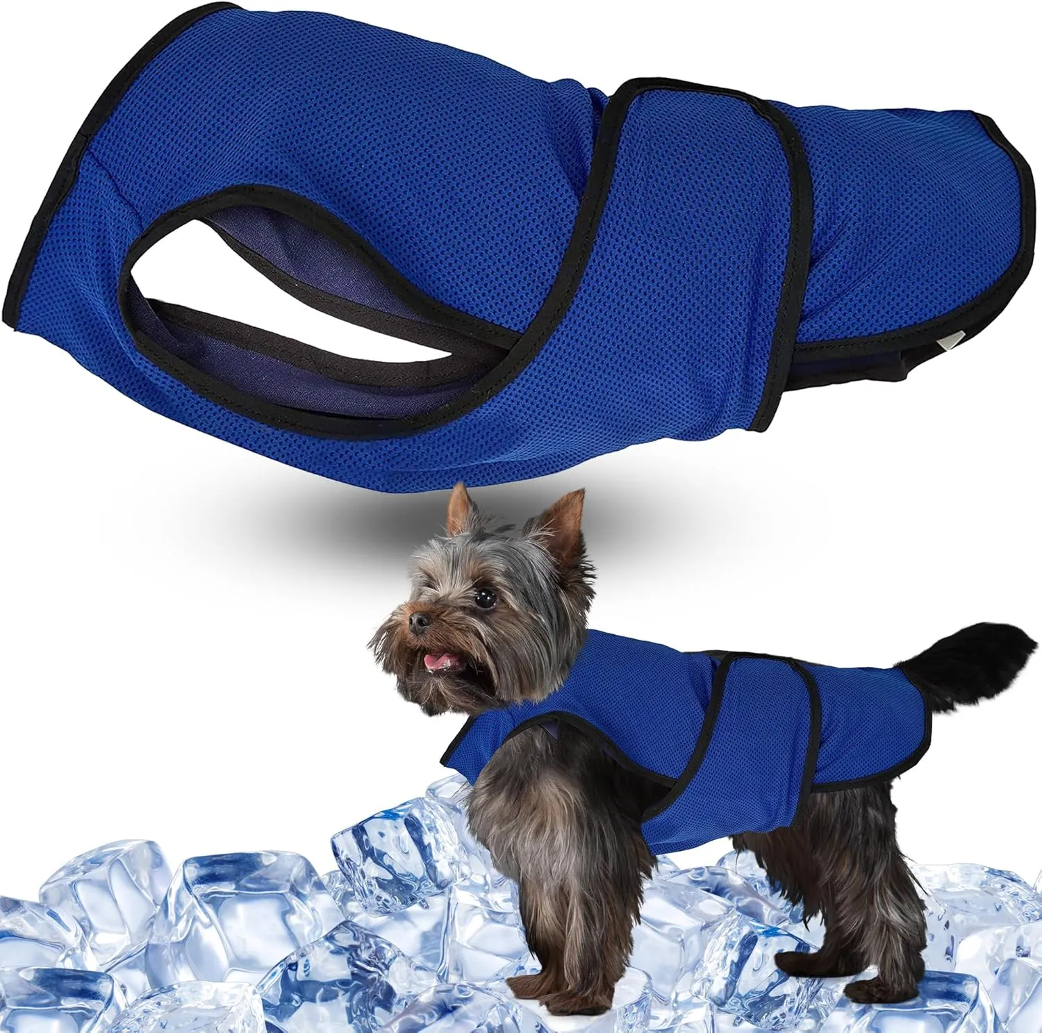 Dog Cooling Vest  Lightweight Summer Jacket for Dogs with Zip Neck & Velcro  Easy On/Off Cooling Coat for Walks, Travel & Outdoors - S