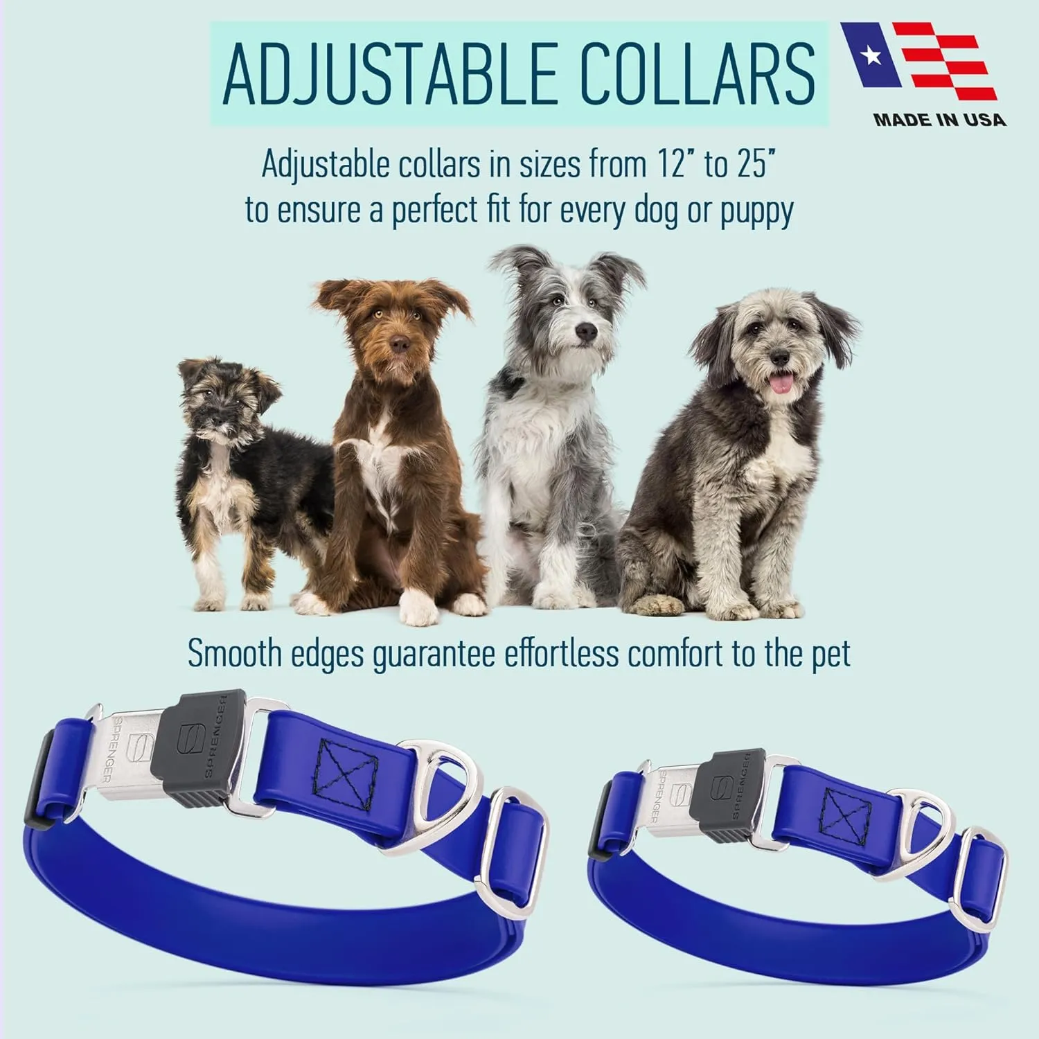 Dogline Biothane Waterproof Dog Collar with Herm Sprenger Stainless Steel Quick Release Buckle  Heavy Duty Tactical Durable Collar for Dogs  Comfortable and Safe Pet Collar W 3/4" L 12-19" Blueberry