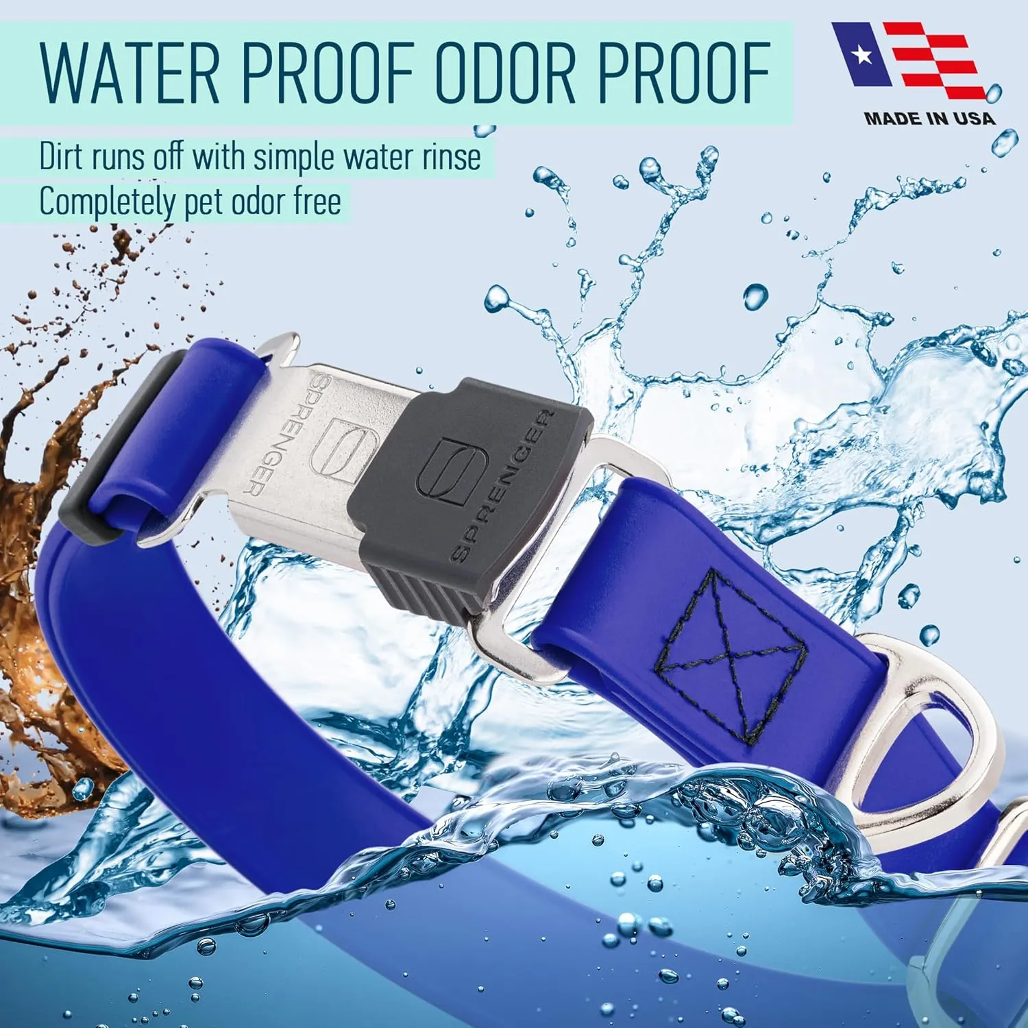 Dogline Biothane Waterproof Dog Collar with Herm Sprenger Stainless Steel Quick Release Buckle  Heavy Duty Tactical Durable Collar for Dogs  Comfortable and Safe Pet Collar W 3/4" L 12-19" Blueberry