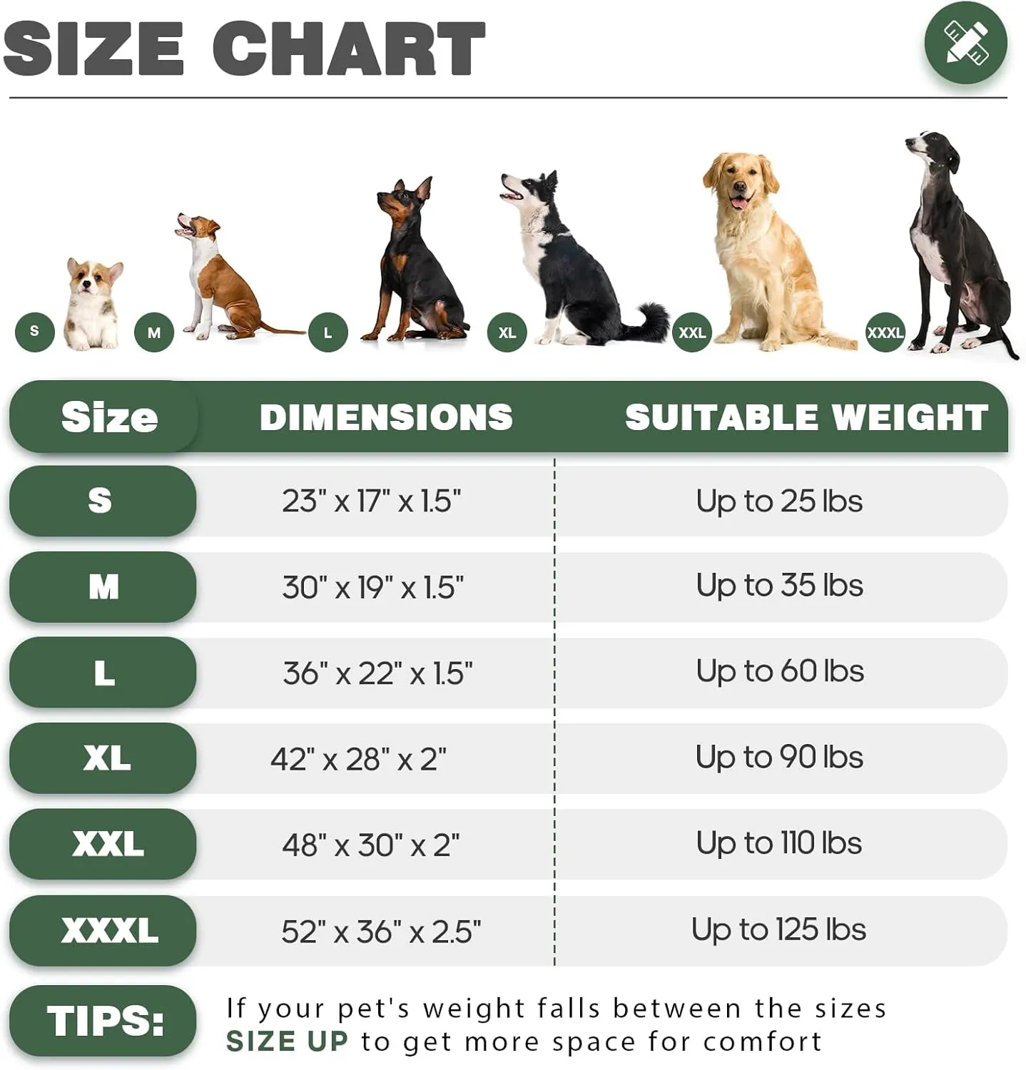 Durable Outdoor Waterproof Dog Bed up to 25 lbs Puppies Chew Resistance Dog Crate Mat Washable Cover