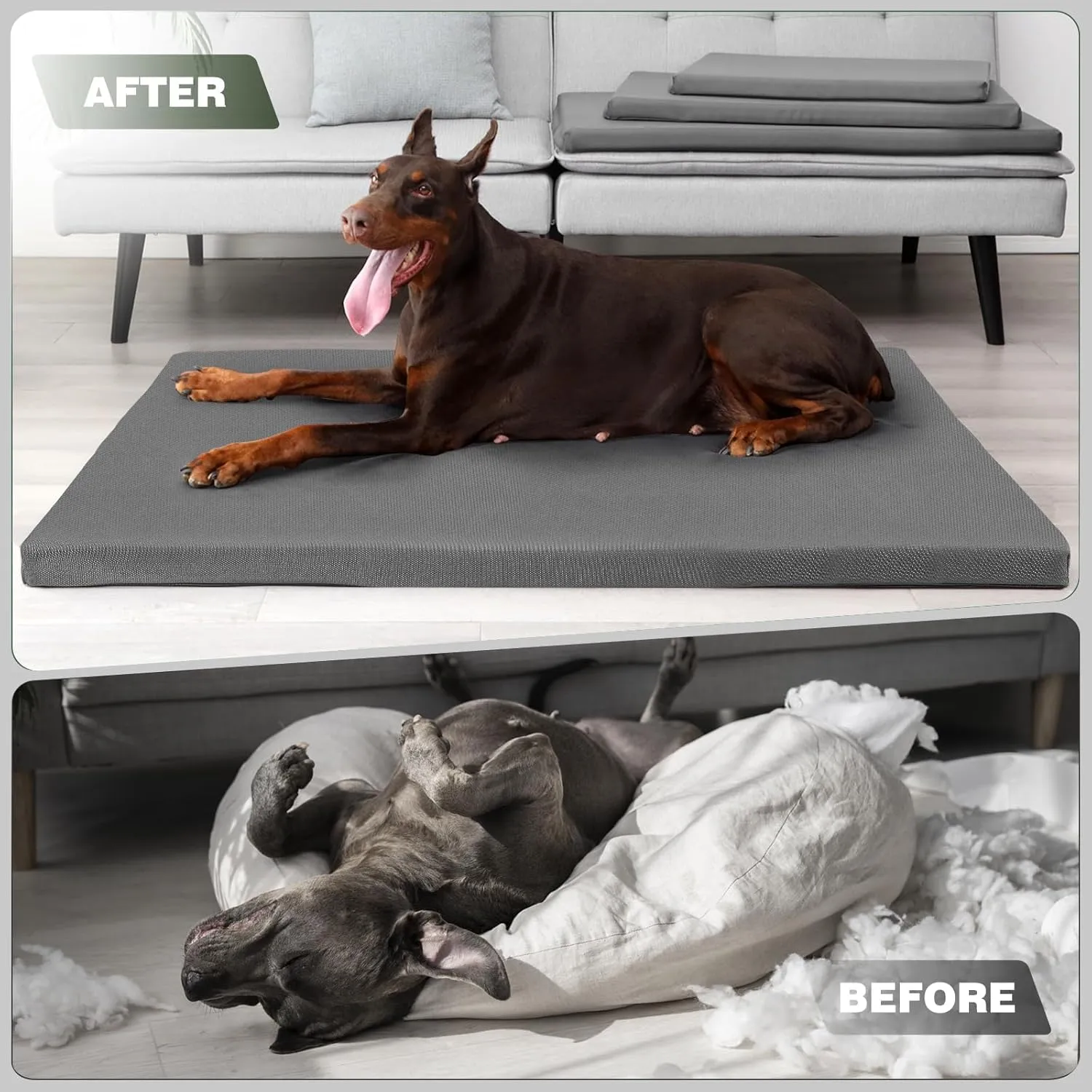 Durable Outdoor Waterproof Dog Bed up to 25 lbs Puppies Chew Resistance Dog Crate Mat Washable Cover