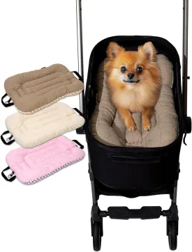 Easy Wash Dog Stroller Mat, Durable Orthopedic Cushion for Dogs & Cats, Ergonomic Pad for Pet Cart, Ideal Pet Stroller Accessories & Pads for Comfortable Rides (Beige Walnut, L)