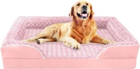 FERPOSH Orthopedic Dog Bed, Pet Sofa Bed with Removable Washable Cover, Waterproof Dog Bed, Anti Slip Bottom Dog Bed, Pet Sleeping Mat, 28" x 23", Pink