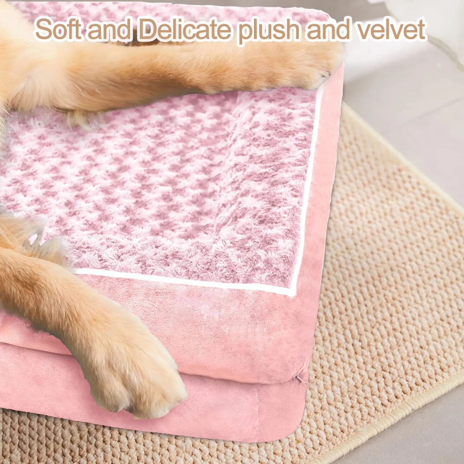 FERPOSH Orthopedic Dog Bed, Pet Sofa Bed with Removable Washable Cover, Waterproof Dog Bed, Anti Slip Bottom Dog Bed, Pet Sleeping Mat, 28" x 23", Pink