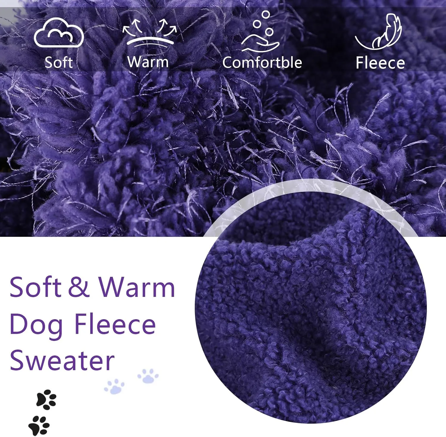 Fleece Dog Sweater Purple Pullover Dog Sweaters for Small Dogs Girl Boy Soft Dog Jacket Lightweight T-Shirt Pet Clothes Dog Coats for Small Dogs Chihuahua Clothes Cat Sweater
