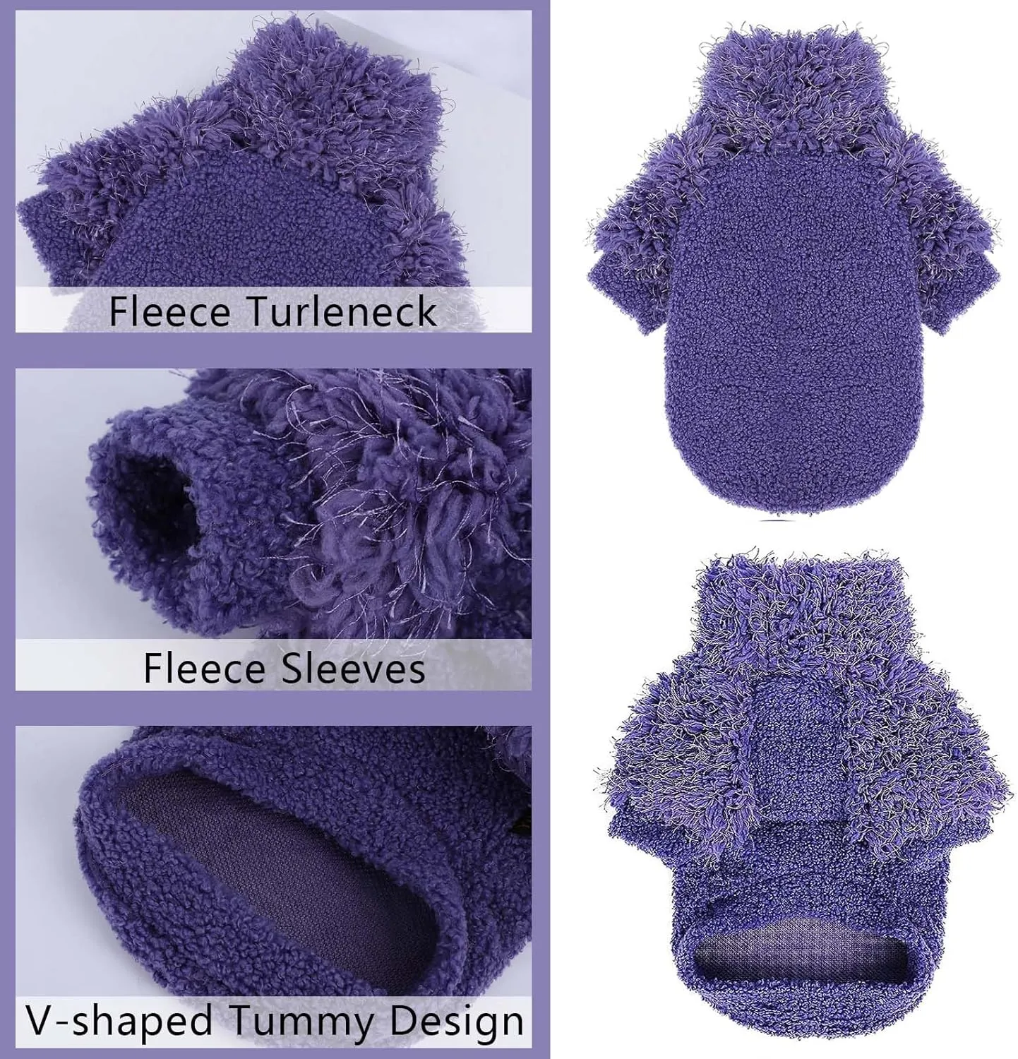 Fleece Dog Sweater Purple Pullover Dog Sweaters for Small Dogs Girl Boy Soft Dog Jacket Lightweight T-Shirt Pet Clothes Dog Coats for Small Dogs Chihuahua Clothes Cat Sweater
