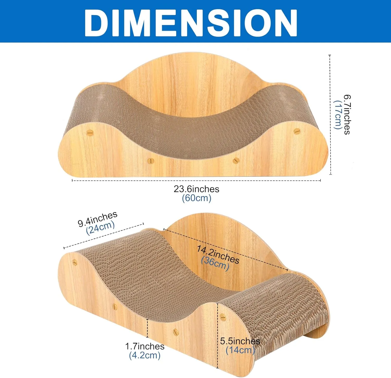 FluffyDream Cat Scratcher Cardboard, Scratching Pad House Bed Furniture Protector, Infinity Shape, Curved (Wood, Round Sofa)