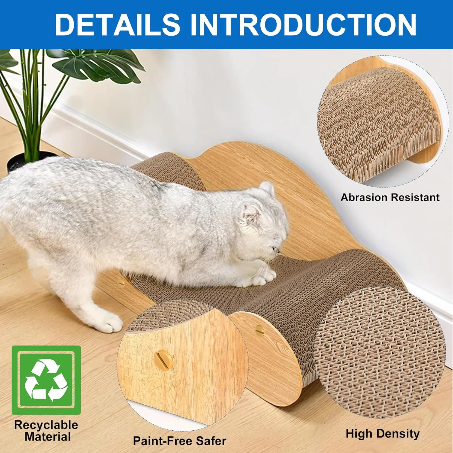 FluffyDream Cat Scratcher Cardboard, Scratching Pad House Bed Furniture Protector, Infinity Shape, Curved (Wood, Round Sofa)