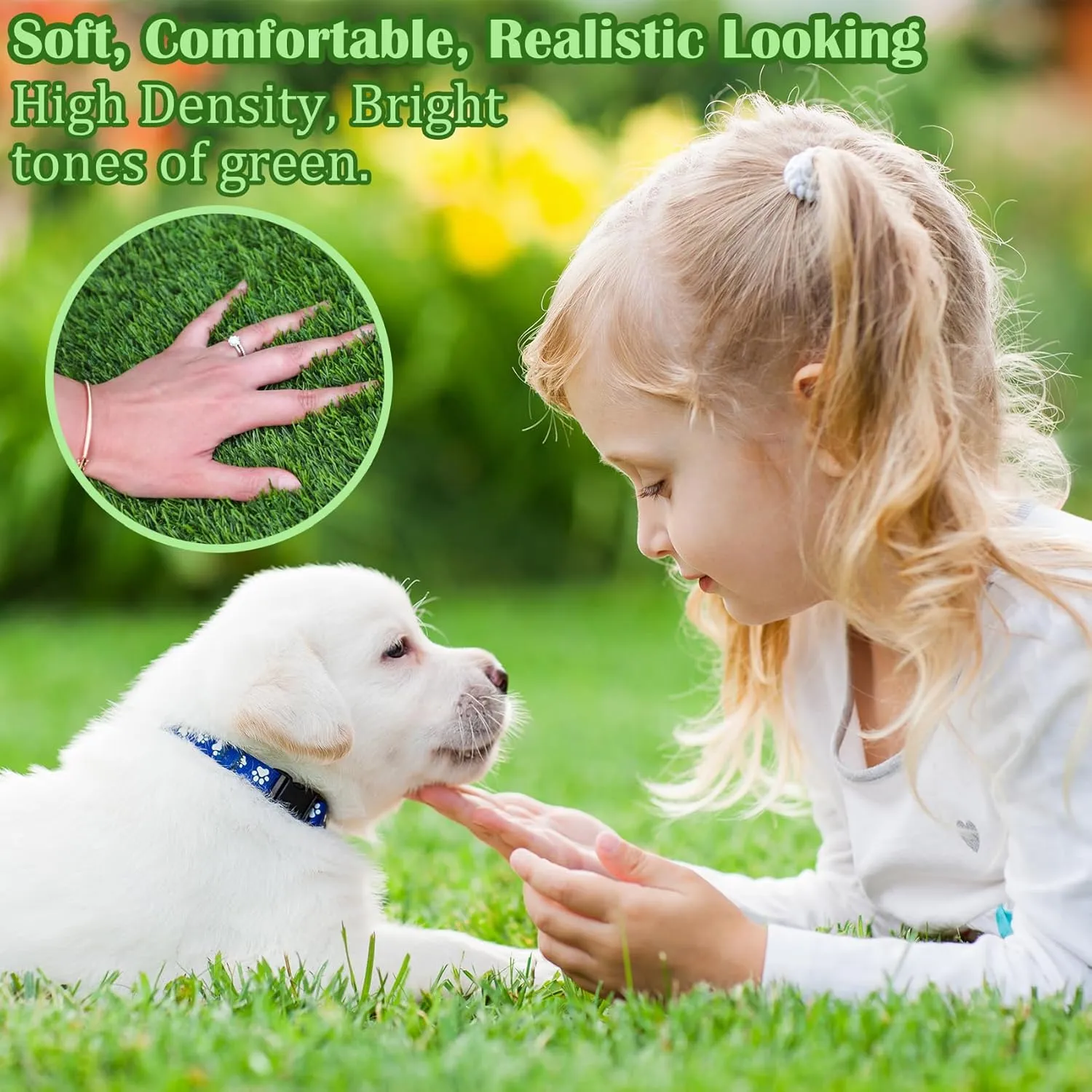 GLOBREEN Large Fake Grass Pee Pad for Dogs Potty Training, 4 FT X 6FT Realistic Artificial Turf for Dog Outdoor Patio Balcony Use, Reusable Washable