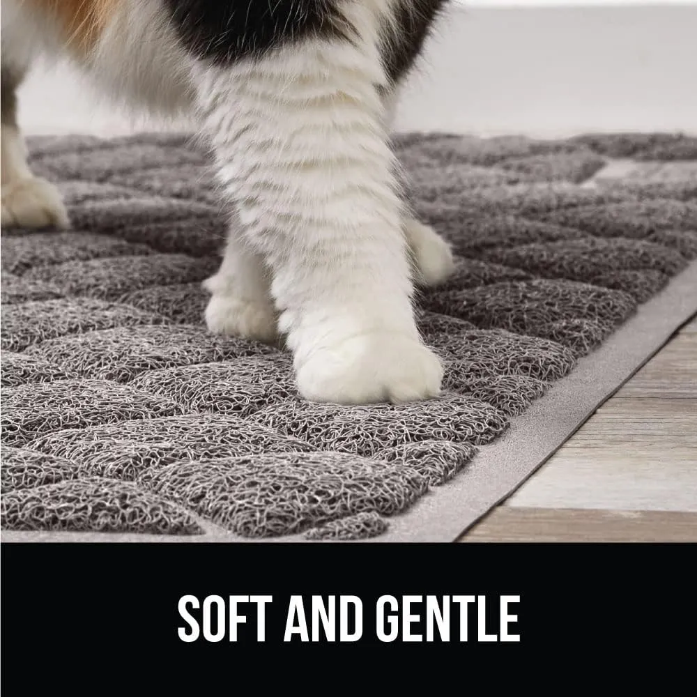 GORILLA GRIP Cat Litter Box Mat, Water Resistant Kitty Litter Trapping Mat, Textured Backing, Easy to Clean, Less Waste and Clean Floors, Kitten Supplies for Indoor Cats, Soft on Paws, 24x17 Gray