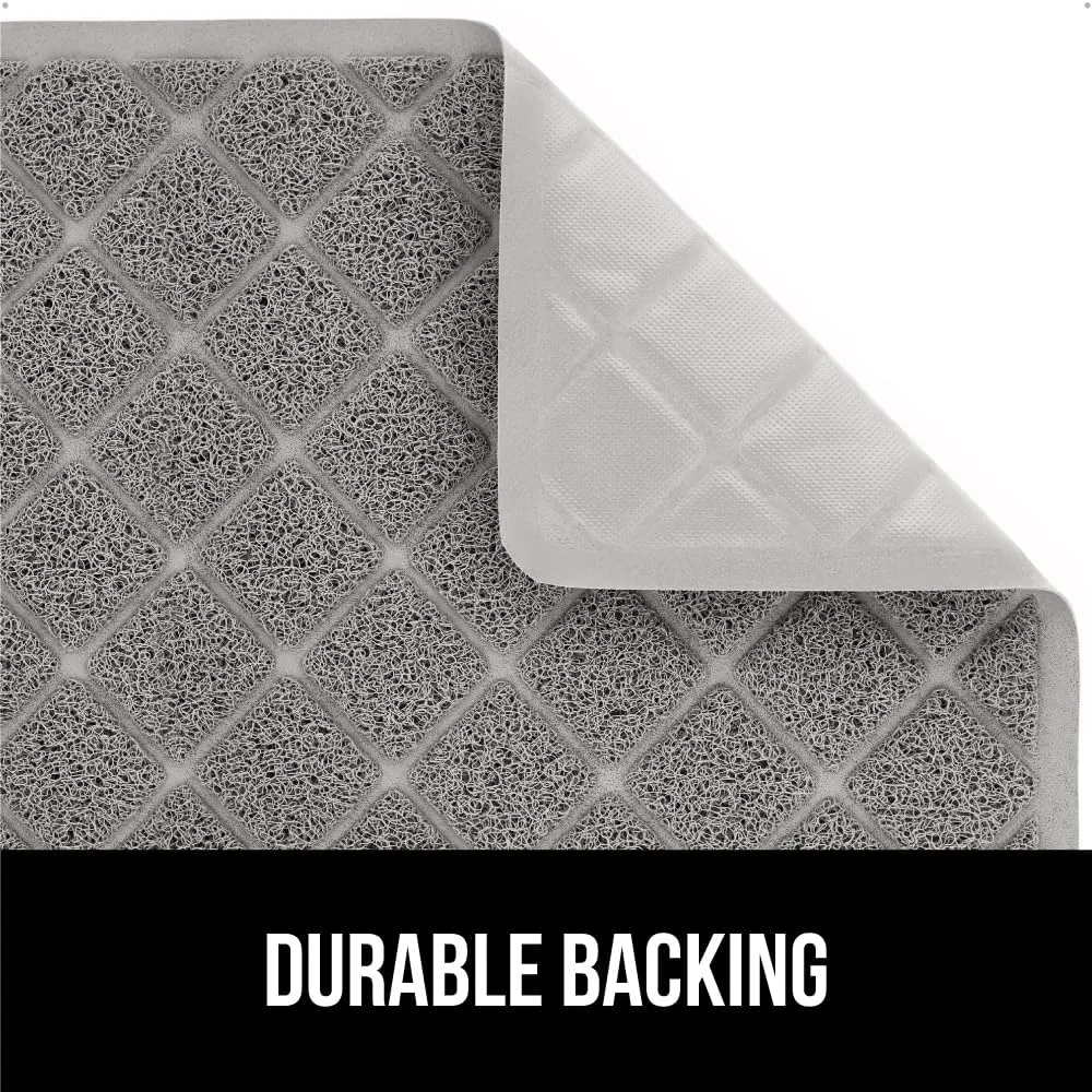 GORILLA GRIP Cat Litter Box Mat, Water Resistant Kitty Litter Trapping Mat, Textured Backing, Easy to Clean, Less Waste and Clean Floors, Kitten Supplies for Indoor Cats, Soft on Paws, 24x17 Gray
