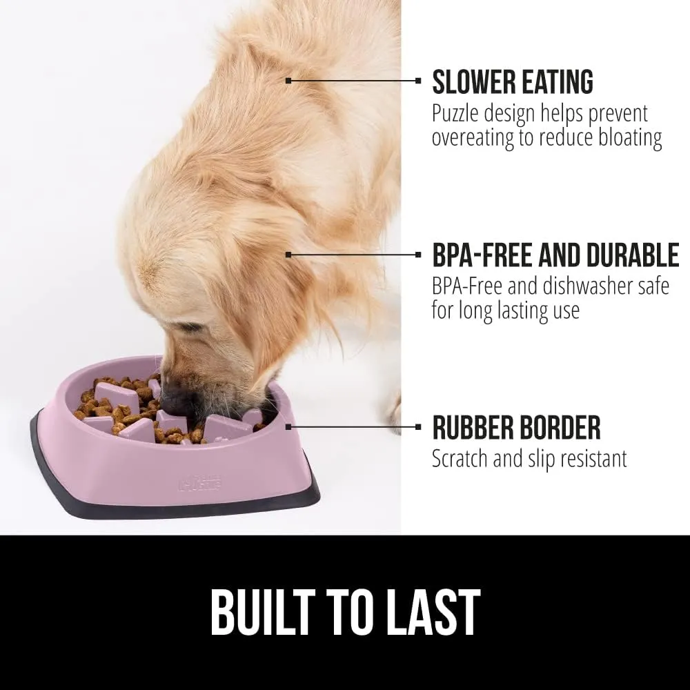 Gorilla Grip Slow Feeder Dog and Cat Bowls, Interactive Puzzle Toy for Dogs and Cats Food Training, Keeps Pets Busy and Prevents Puppy Overeating, Large, Small Breeds, 100% BPA Free, 1 Cup Pink