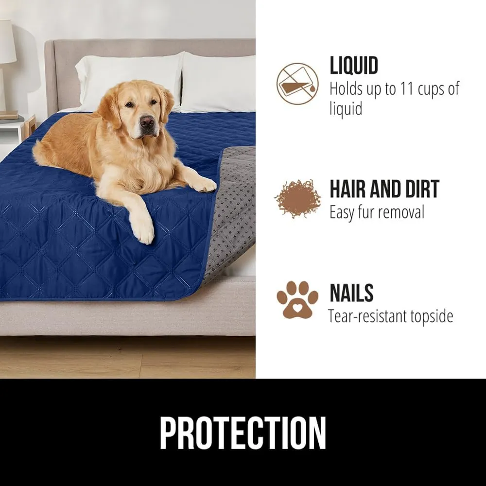 GORILLA GRIP Waterproof Dog Bed Cover 82x102, Pet Blanket for Furniture, Sofa, Couch, Crate, Car, Sofa Throw Essential for Cats and Dogs, Tear and Slip Resistant Leakproof Cushion Cover, Navy Blue