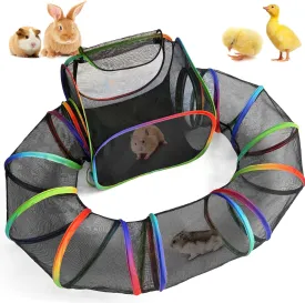 Guinea Pig Playpen with Tunnel, Rainbow Playpen with 98.4" Extended Tube & Open Side, Rabbit Playpen for Bunny, Hamster, Ferret, Chickens & Small Animals to Play Indoor or Outdoor