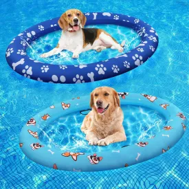 Haull 2 Pcs Inflatable Dog Floats for Pool Dog Pool Rafts Dog Boat for Large Dog Pet Swimming Floats Inflatable Floating Mat Pool Toy for Small Medium Dogs Puppies Cat Summer Swimming Pool