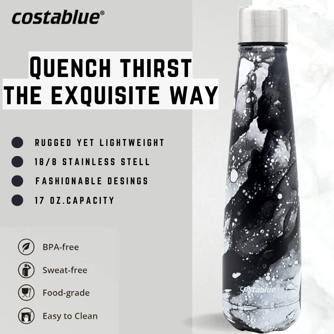Insulated Water Bottle - On-The-Go Refillable Stainless Steel Water Bottles For Adults, Reusable Thermos Travel Tumbler With Leak-proof Lid For Hot & Cold Beverages (17Oz. Ligth Charcoal)