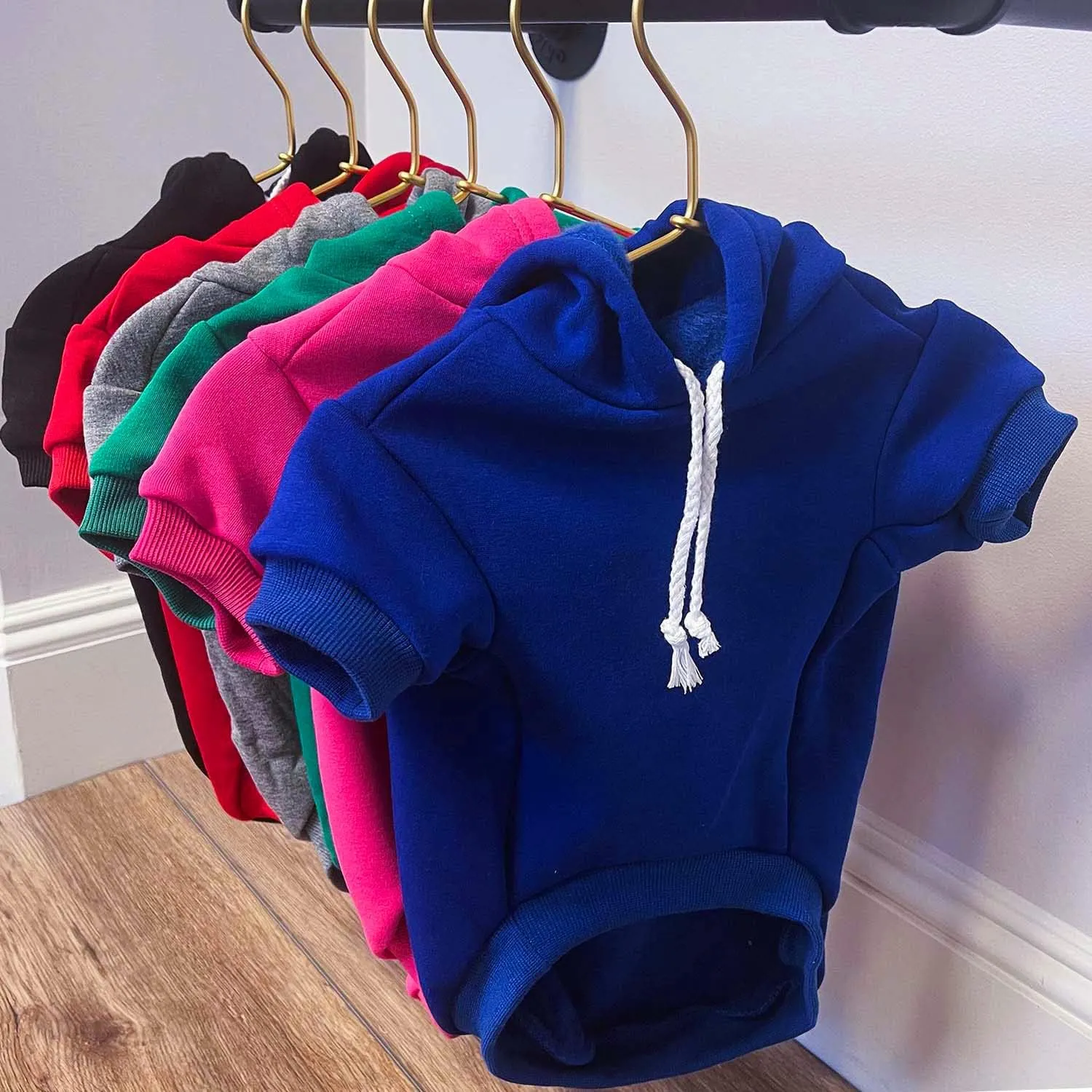 It's My Gotcha Day Dog Hoodie Fleece Lined Pullover Sweatshirt with Leash Hole(Royal Blue, Medium 12)