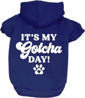 It's My Gotcha Day Dog Hoodie Fleece Lined Pullover Sweatshirt with Leash Hole(Royal Blue, Medium 12)