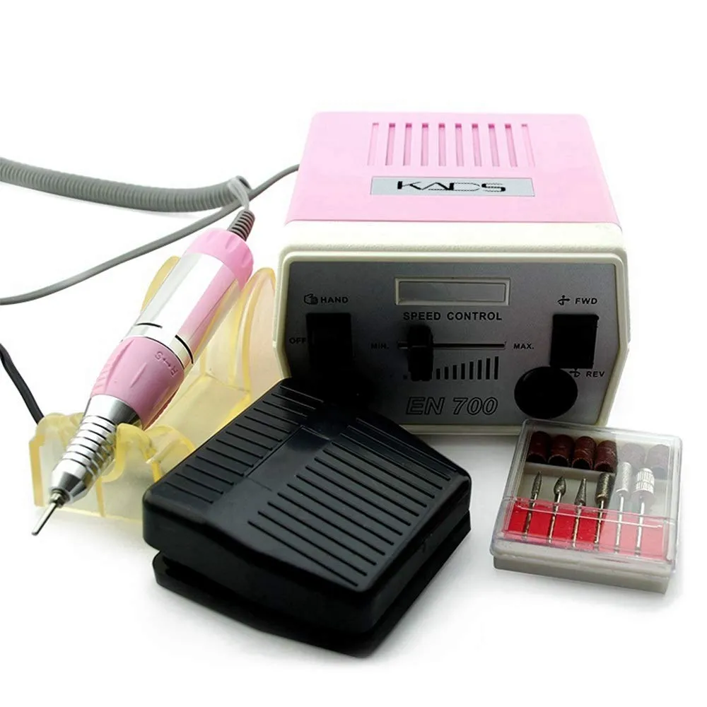 KADS 30000RPM Pink Nail Art Drill Nail Equipment Manicure Tools Pedicure Acrylics Pink Electric Nail Art Drill Finger & Toe Machine Set