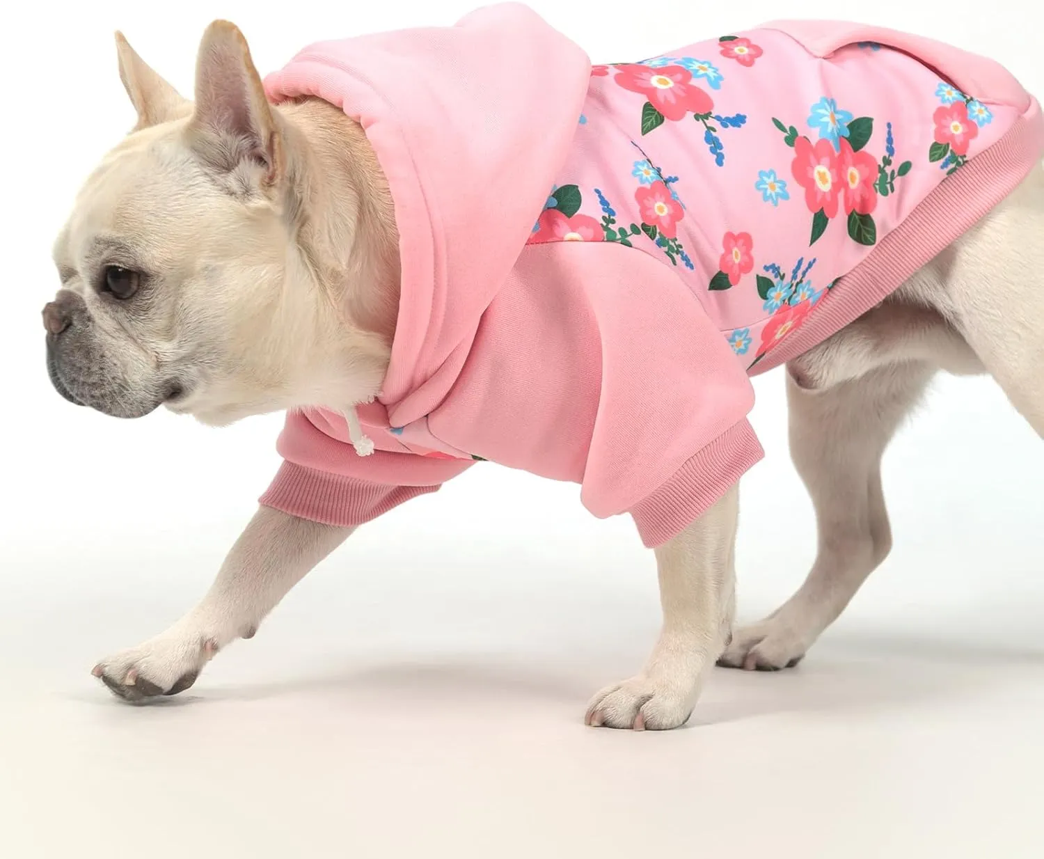 KOOLTAIL Dog Hoodies, Soft Dog Sweater, Spring Dogs Coats, Warm Fleece Pet Clothes Hooded Sweatshirt with Pocket for Small Medium Large Dogs Cats Boys Girls, Holiday Flower Pink L