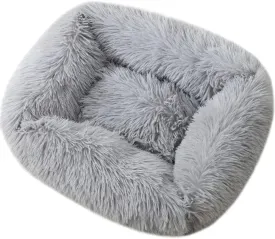La La Pet Donut Dog Cat Bed Cozy Cave Pet Bed Burrow Dog Bed Calming Cuddler Self-Warming Pet Bed Soft Plush Pet Cushion Improved Sleep for Cats Small Medium Dogs Gray S