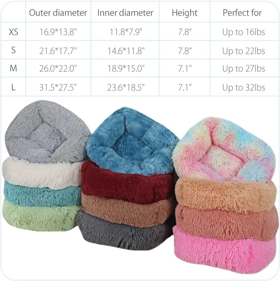 La La Pet Donut Dog Cat Bed Cozy Cave Pet Bed Burrow Dog Bed Calming Cuddler Self-Warming Pet Bed Soft Plush Pet Cushion Improved Sleep for Cats Small Medium Dogs Gray S