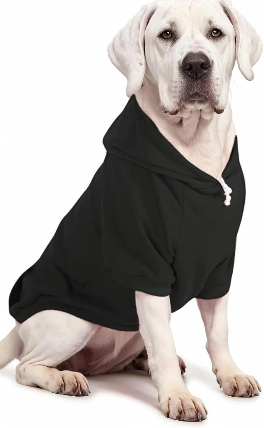 Large Dog Hoodie Sweater with Leash Hole and Pocket, Fleece Lined Hooded Large Dog Sweatshirt, Soft Warm Winter Clothes for Medium Large Dogs & Cats (Black Dog Hoodie, 3XL)