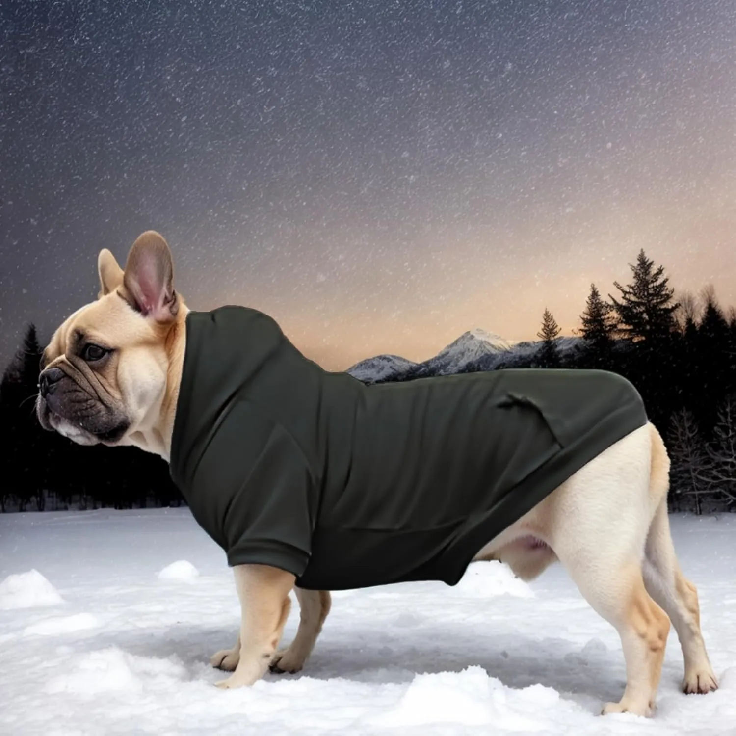 Large Dog Hoodie Sweater with Leash Hole and Pocket, Fleece Lined Hooded Large Dog Sweatshirt, Soft Warm Winter Clothes for Medium Large Dogs & Cats (Black Dog Hoodie, 3XL)