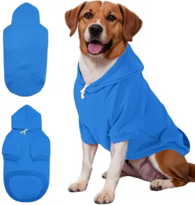 Large Dog Hoodie Sweater with Leash Hole and Pocket, Fleece Lined Hooded Large Dog Sweatshirt, Soft Warm Winter Clothes for Medium Large Dogs & Cats (Blue Dog Hoodie, 3XL)