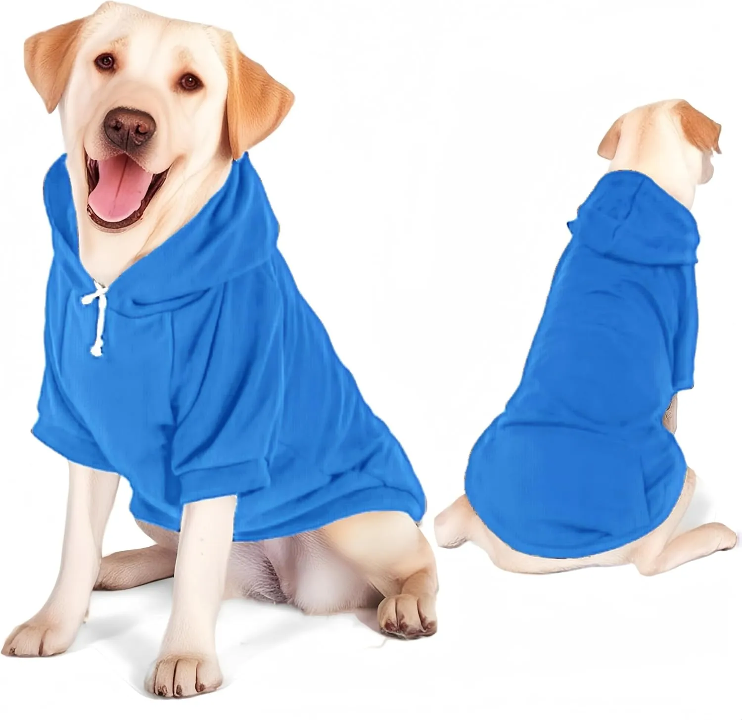 Large Dog Hoodie Sweater with Leash Hole and Pocket, Fleece Lined Hooded Large Dog Sweatshirt, Soft Warm Winter Clothes for Medium Large Dogs & Cats (Blue Dog Hoodie, 3XL)