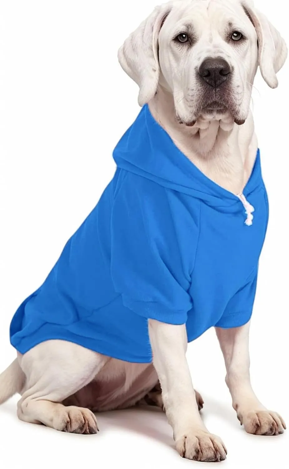 Large Dog Hoodie Sweater with Leash Hole and Pocket, Fleece Lined Hooded Large Dog Sweatshirt, Soft Warm Winter Clothes for Medium Large Dogs & Cats (Blue Dog Hoodie, 3XL)