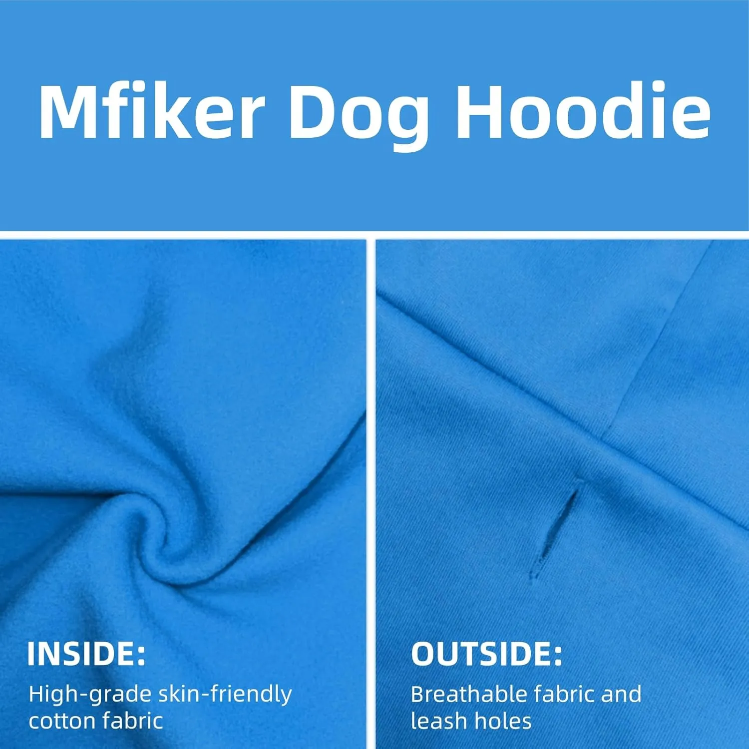 Large Dog Hoodie Sweater with Leash Hole and Pocket, Fleece Lined Hooded Large Dog Sweatshirt, Soft Warm Winter Clothes for Medium Large Dogs & Cats (Blue Dog Hoodie, 3XL)
