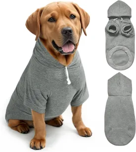 Large Dog Hoodie Sweater with Leash Hole and Pocket, Fleece Lined Hooded Large Dog Sweatshirt, Soft Warm Winter Clothes for Medium Large Dogs & Cats (Grey Dog Hoodie, 3XL)